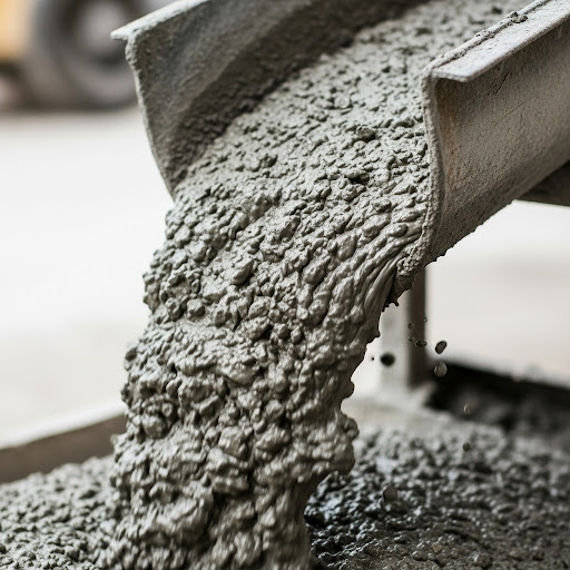 Close up on pouring concrete mix