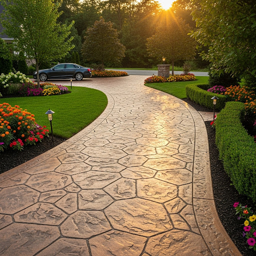 Beautiful Stamped Concrete Driveway Installation in Midvale