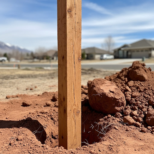 Image of Wood Fence Post in Clay