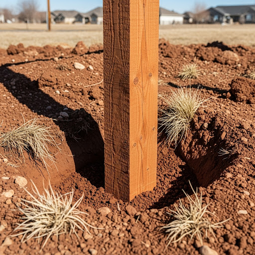 Image of Western Red Cedar Wood Fence Post in Clay