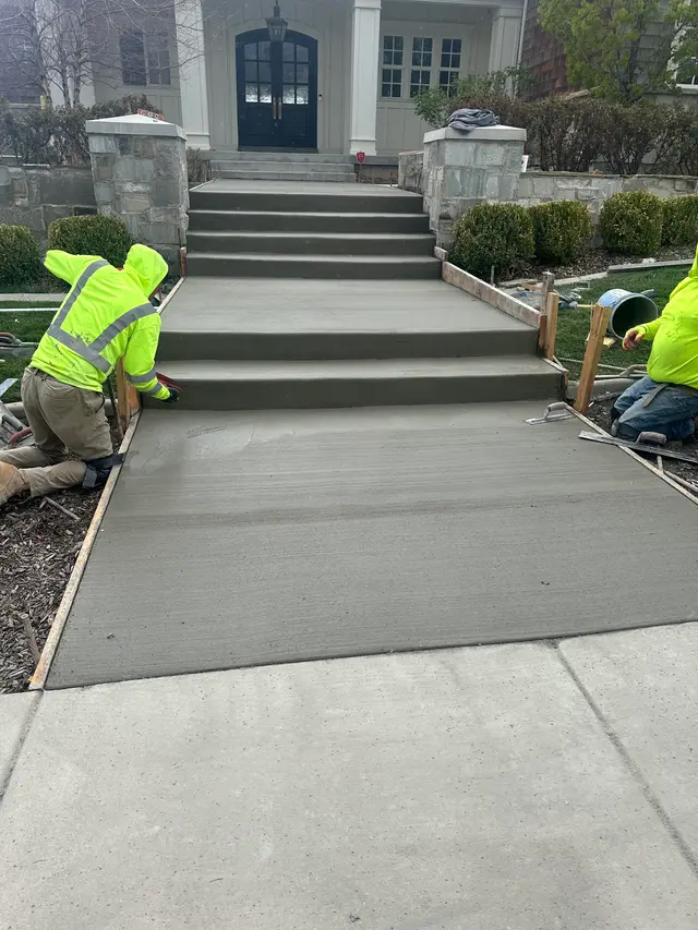 Concrete Stairs with Mountain Backdrop